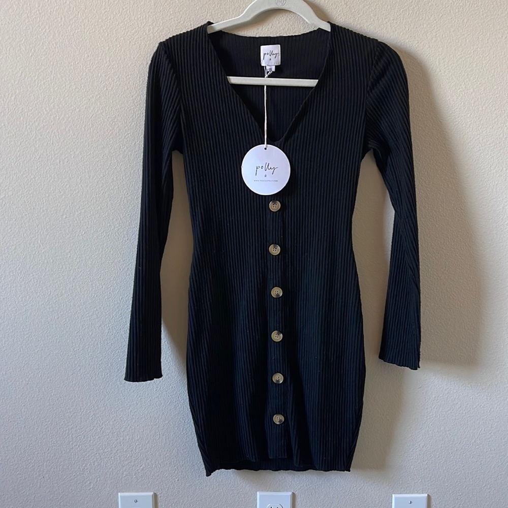 NWT Princess Polly Ribbed Sweater Dress with Tortoiseshell Buttons